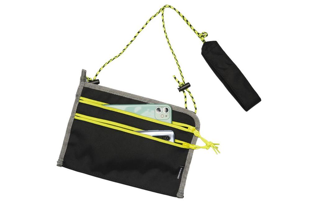 Converse Polyester Shoulder Bag, Crossbody Bag Regular Unisex Black & Yellow 10019911-001