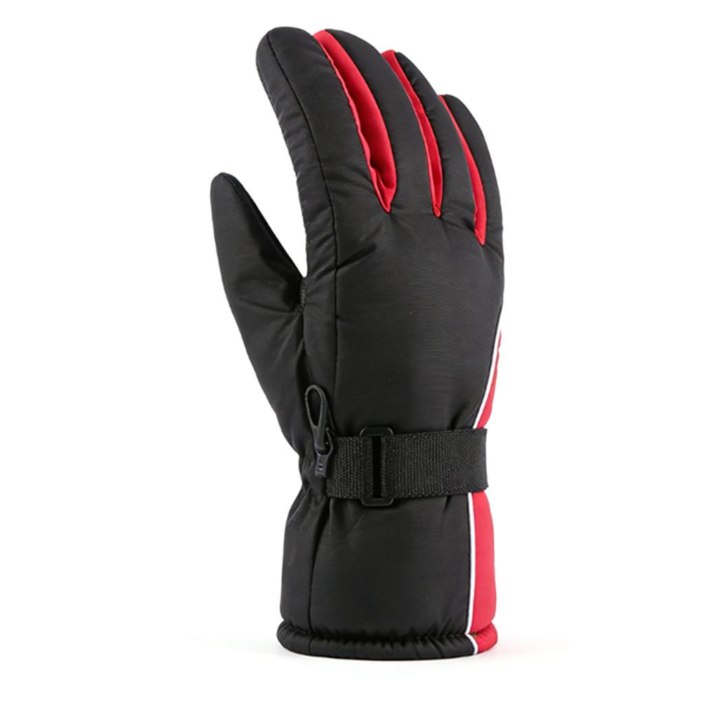 Winter Ski Gloves Windproof Waterproofing Plush Lining Warm Motorcycle Gloves for Skiing Cycling Hiking Climbing Red