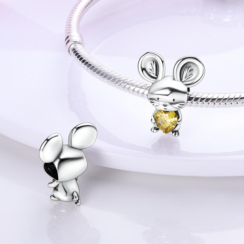 Breloques Compatibles Pour Bracelet DIY Argent 925 Série Jaune Cœur d'Amour Tournesol Lune Chat Breloques Vente Chaude S925 Fabrication de Bijoux DIY
