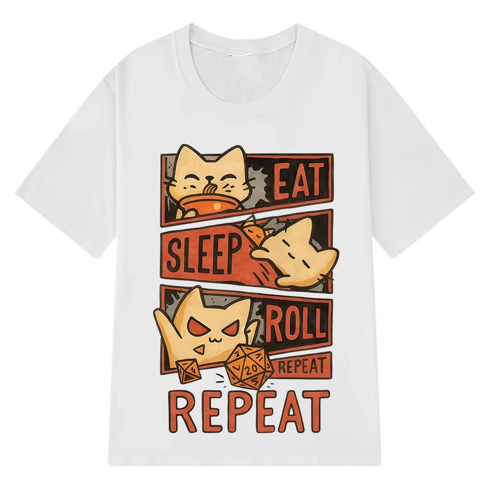 Whimsical Cat Dungeons & Dragons Funny Meme Graphic Print Women And Men Short‑Sleeve T-shirt