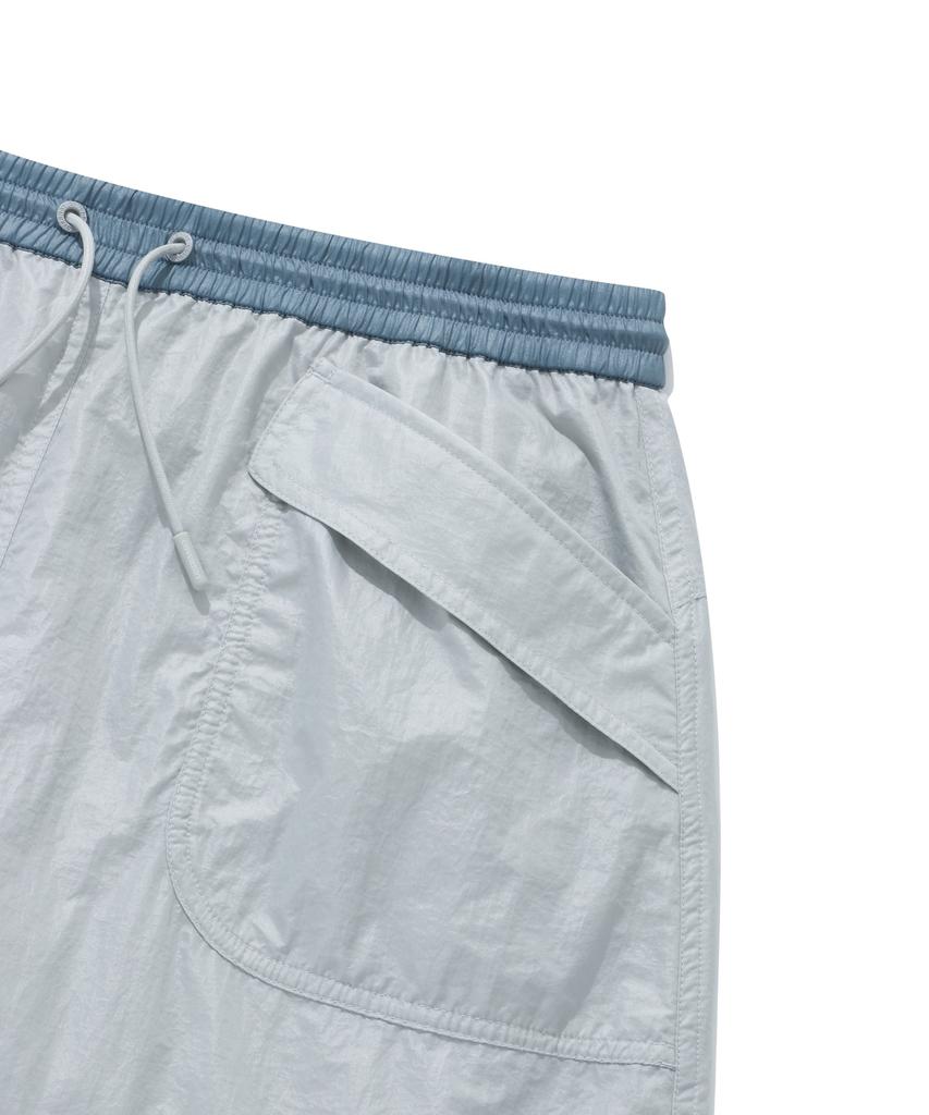 Covernat Woman Silky Nylon Balloon Mini Skirt Light Gray