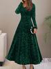 Spring Autumn New Style Elegant High-End Evening Gown Velvet Midi Dress for Women