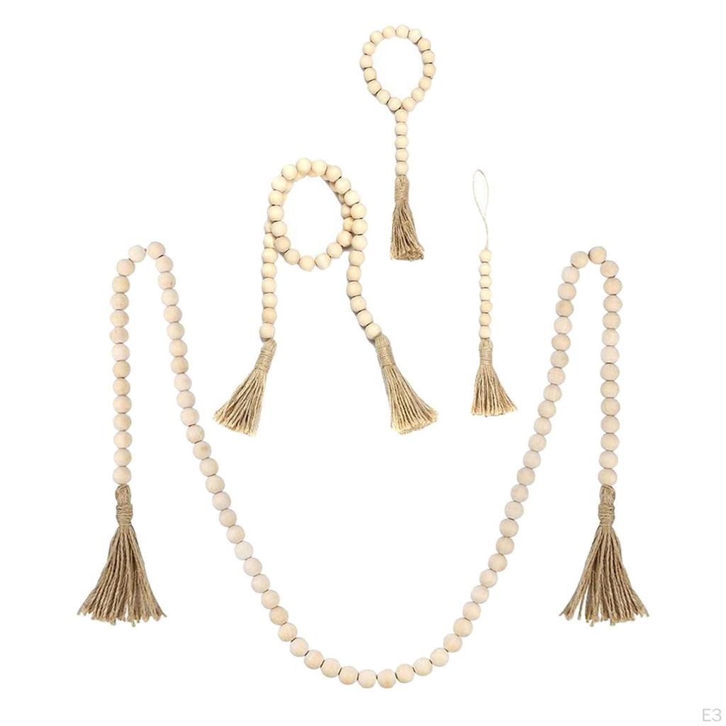 Bohemian Wood Bead Tassel Garland - Home Decor Piece
