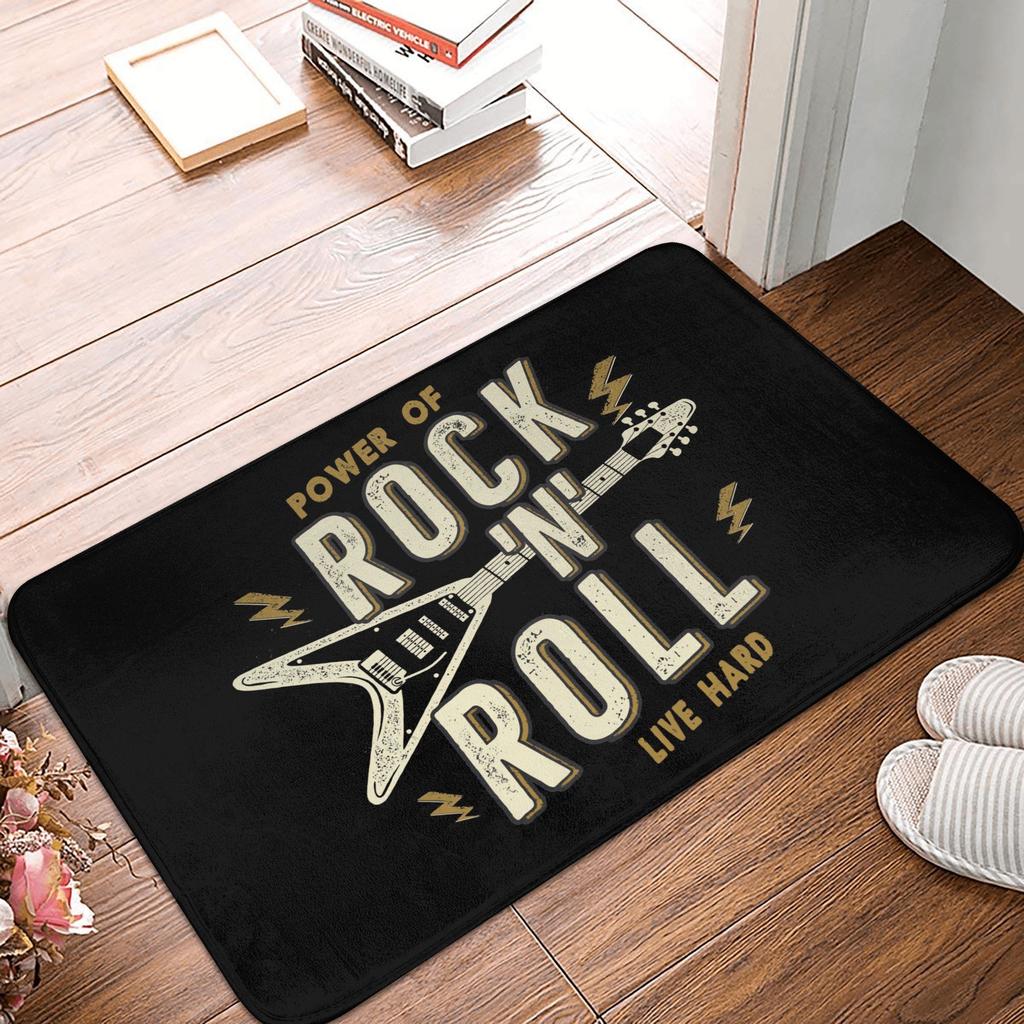 Rockabilly Rock Biker Motorcycle Skull Doormat Mat Anti-Slip  Bath Kitchen Bedroom Rug Carpet 40*60cm