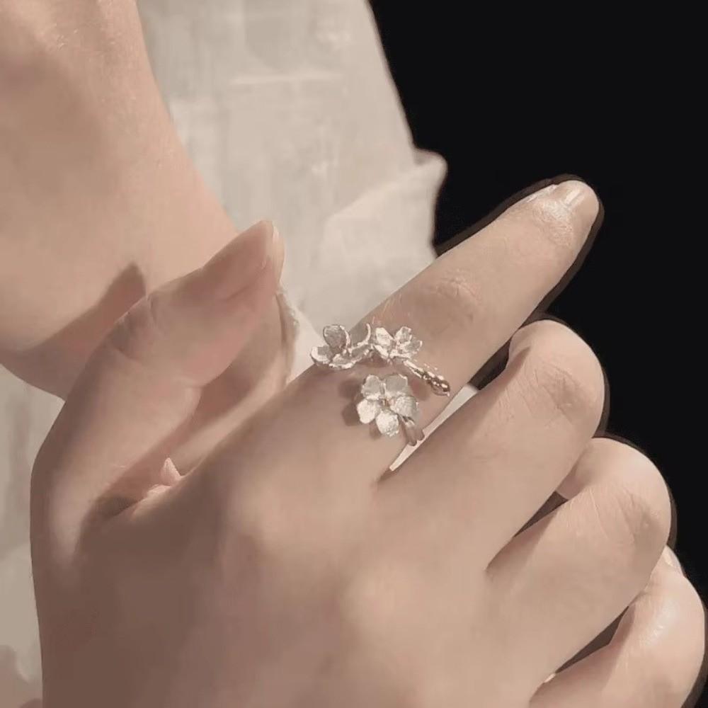 Forest Style Flower Opening Rings Delicate Design Women Jewelry Ins Minimalist Rings  Engagement