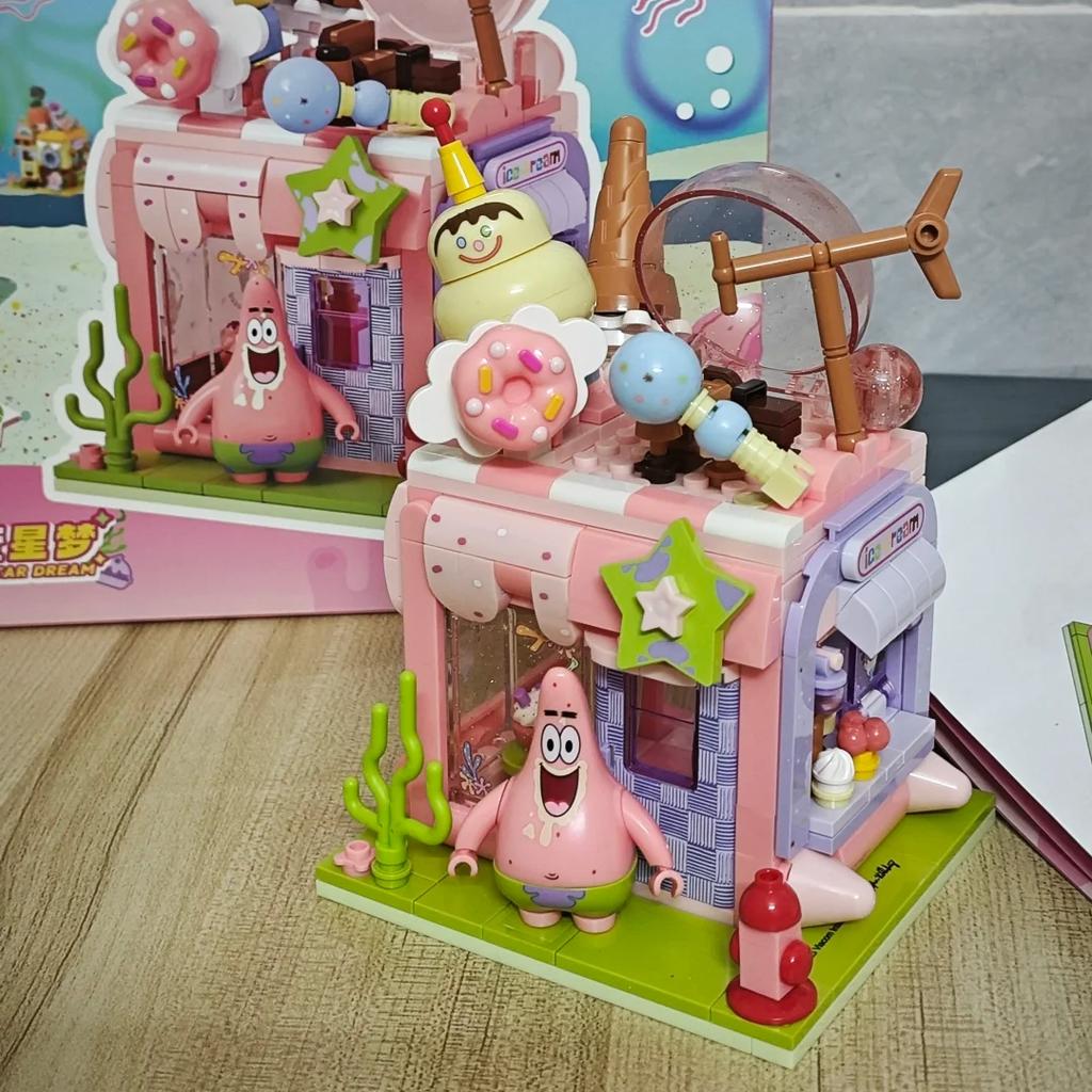 AREAX SpongeBob SquarePants Box Patrick Star Assembly Building Block Model Toy Figure Sweet Star Dream Children Gift