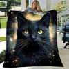 Cartoon black cat-themed pattern Flannel printed blanket suitable for all seasons suitable for living room office sofa travel