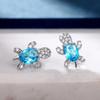 Creative Cute Turtle Zircon Earrings Women'S Wind Animal Earrings Diamond Stud Earrings