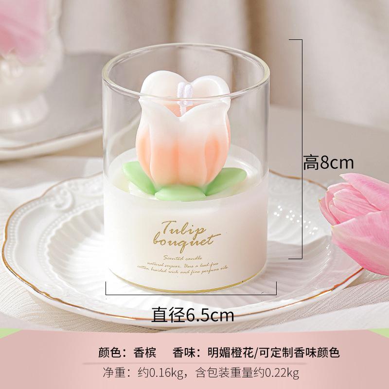 520 Muse Day Romantic Handmade Gift Tulip Flower Aromatherapy Cup Birthday Souvenir Tulip Flower Candle