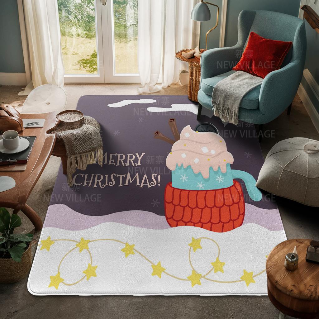 House Entrance Carpet Home Door Mat Living Room Bath Foot Bathroom Non-slip Water Absorption Rugs Bath Merry Christmas Winter