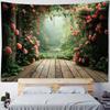 Window floral tapestry balcony green plant wall hanging art, bedroom decoration, background poster, home life, picnic mat
