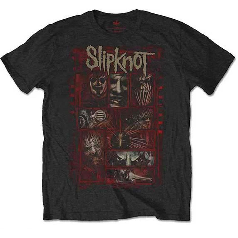 Men s Slipknot Sketch Boxes (Back Print) Slim Fit T-shirt Large Black L