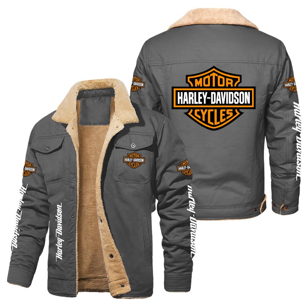 Hot Sale Eagle Skull Ha Lei Locomotive Autumn and Winter Fleece European Size Cotton Jacket Sports Jacket Men's Jacket