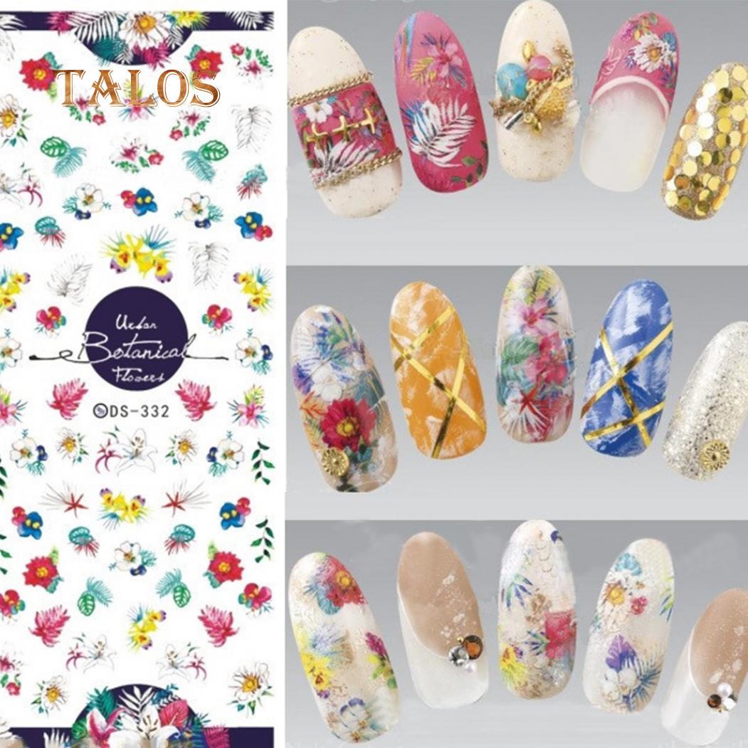 

DIY печать цветов переноса воды наклейки советы Beayty инструмент для дизайна ногтей DS-332