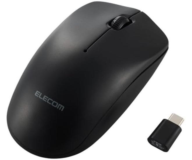 ELECOM Business-Grade Wireless 2.4GHz Optical Mouse, Type-C, 3 Buttons, Environmentally Friendly Packaging, Black, M-K8DRCBK