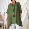 Maglia estiva a girocollo, lunghezza media, orlo irregolare, tinta unita, manica lunga, pullover, camicetta, abbigliamento femminile