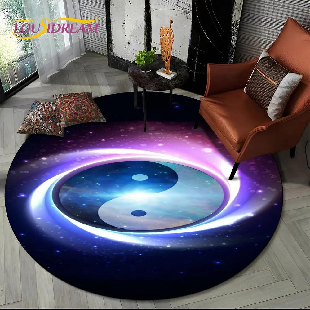 3D Chinese Tai Chi Bagua Yin Yang Round Area Rug,Carpet Rug for Living Room Bedroom Sofa Playroom Decor,kids Non-slip Floor Mat
