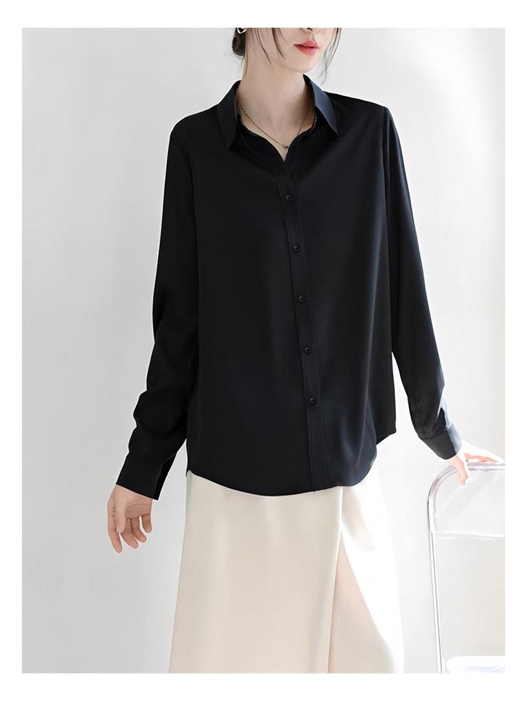 2026 Spring/Autumn Women's Chic Long-Sleeved OL Shirt - Elegant, Layered, Slim-Fit Design