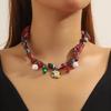 Women Scarf Necklace Convertible Printed Scarf Chocker Necklace Scarf with Flower Faux