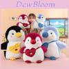 Plush Penguin Stuffed Animal Toy With Bag Decor And Flower Embroidery Design For Kids And Couples Gift