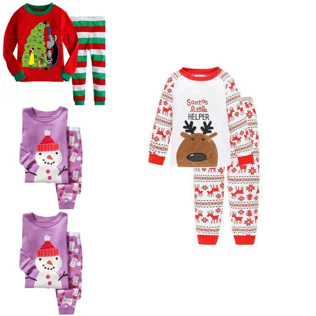 New Cotton Blend Christmas Outfit Set For Kids Cozy Soft Comfortable Sleepwear