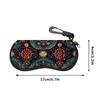 2D-Bohemian Floral Mandala Print Sunglasses Case, Vintage Ethnic Pattern Eyeglasses Holder, Protective Zipper Eyewear Organizer for Travel