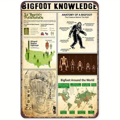 A Rustic Bigfoot Knowledge Aluminum Metal Tin Plaque, 8x12 Inch Vintage Style Wall Art, Gift for Sasquatch Lovers, Antique Home