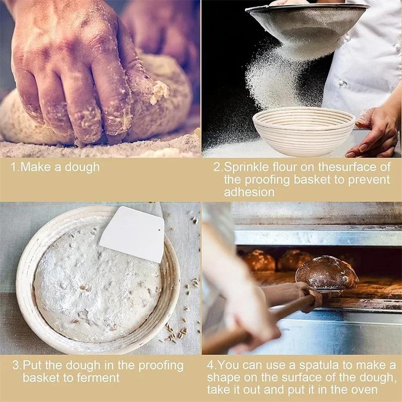 Handmade Rattan Bread Proofing Basket Oval Round Baking Mold Bowl Dough Wicker Bakers Proving Baskets Kitchen Accessories