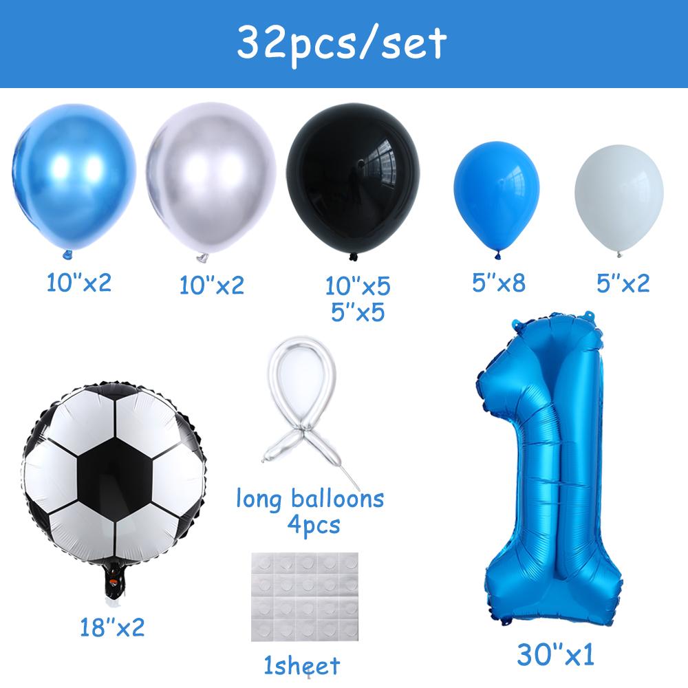 

32 шт., набор футбольных шаров, 30 дюймов, синий, 0-9, футбольный фольгированный шар с номером, круглые футбольные шарики для детского душа, мальчиков, дня рождения 32pcs