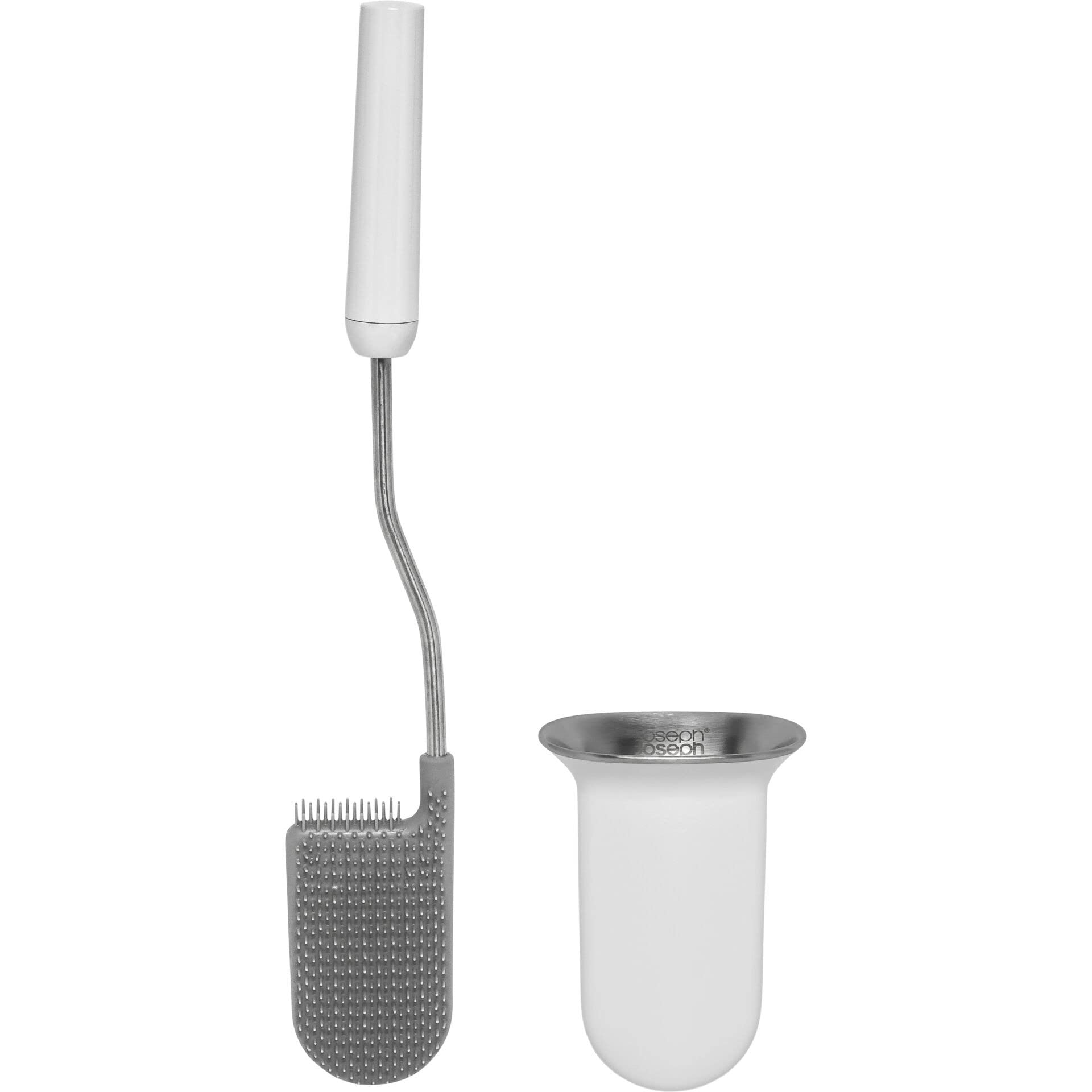 

Joseph Joseph Flex Toilet Brush, White, Flexible Head, Wall-Mounted, Stainless Steel, with Holder, 70528 [Authentic]
