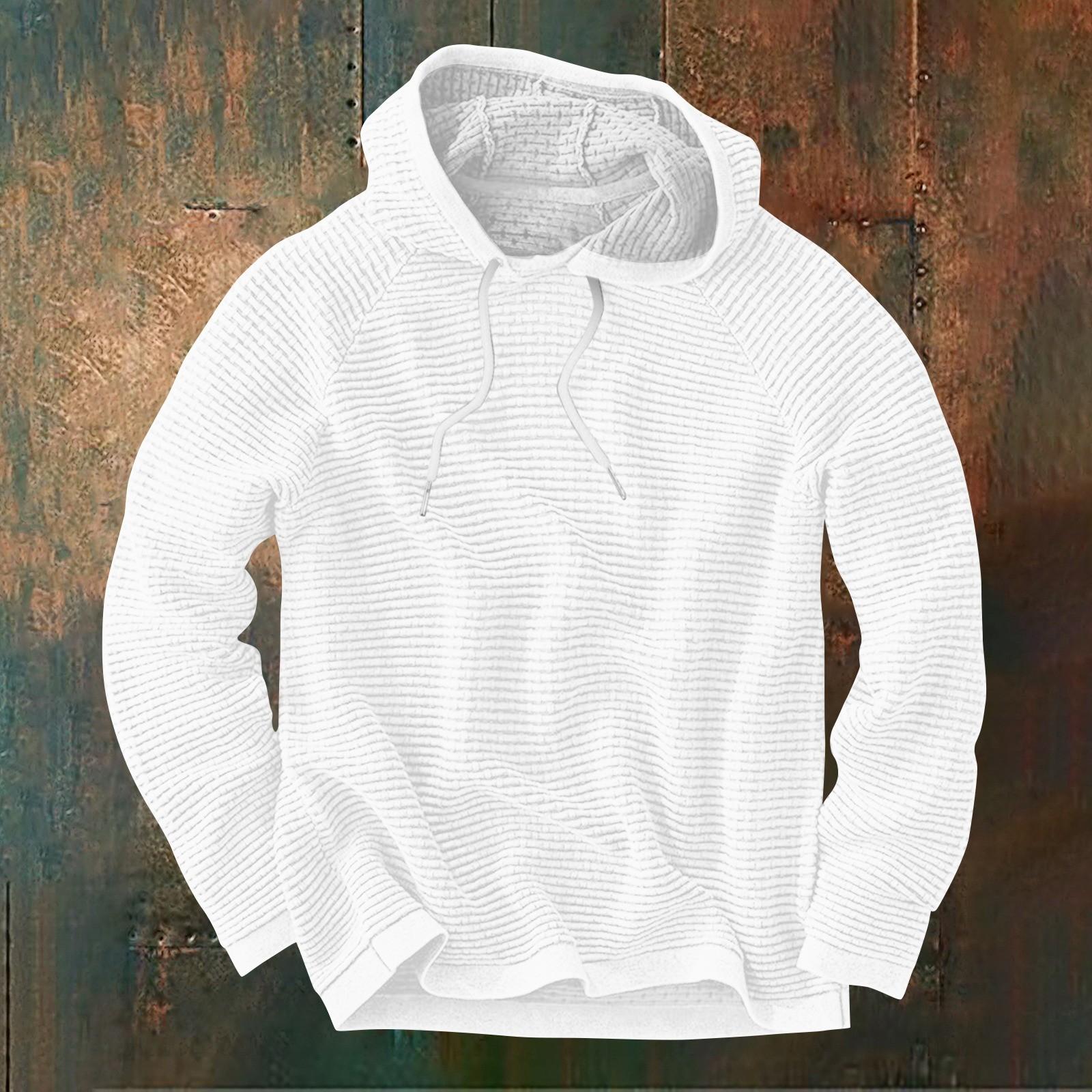 Мужской повседневный и модный свитер с длинными рукавами и капюшоном L хаки — фото 7