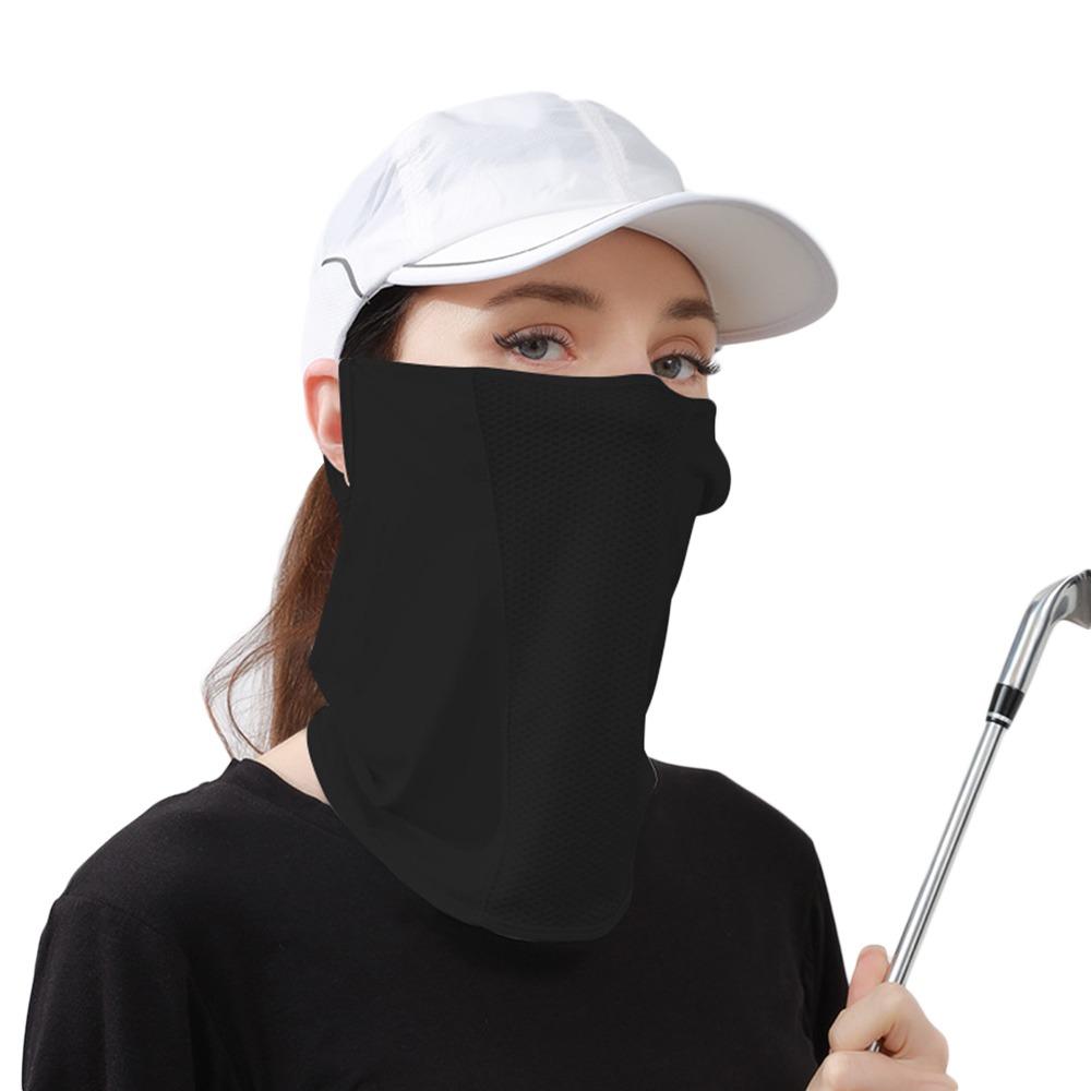 

Летняя защита от солнца, маска из ледяного шелка, солнцезащитный нагрудник, однотонный солнцезащитный шарф для лица, сетчатый дышащий шарф для лица, повязка на шею чёрный