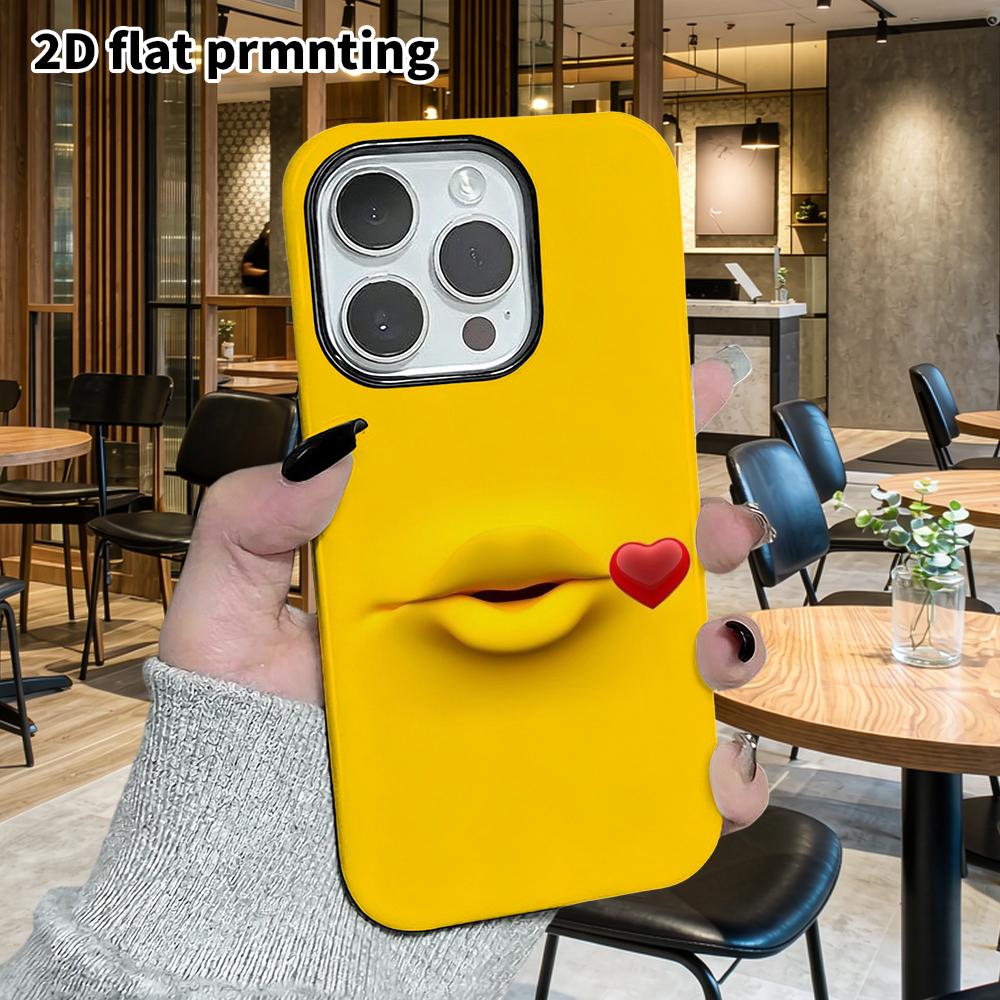 Phone Case: 2D Flat Design Suitable for iPhone 18 17 16 15 14 13 Pro Film Protective Case, Couple Style, Flying Kiss Lips, Christmas and Halloween Gif