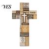 Farmhouse Living Room Decor Easter Wooden Cross Ornament, Rustic Hanging Pendant with Hemp Rope Wall for Decor, Religious Home Decoration, Solid Wood