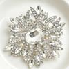 Multicolor Rhinestone Flower Brooch Shiny Crystals Gold Plated Frame For Wedding Party Formal Outfit Accessories