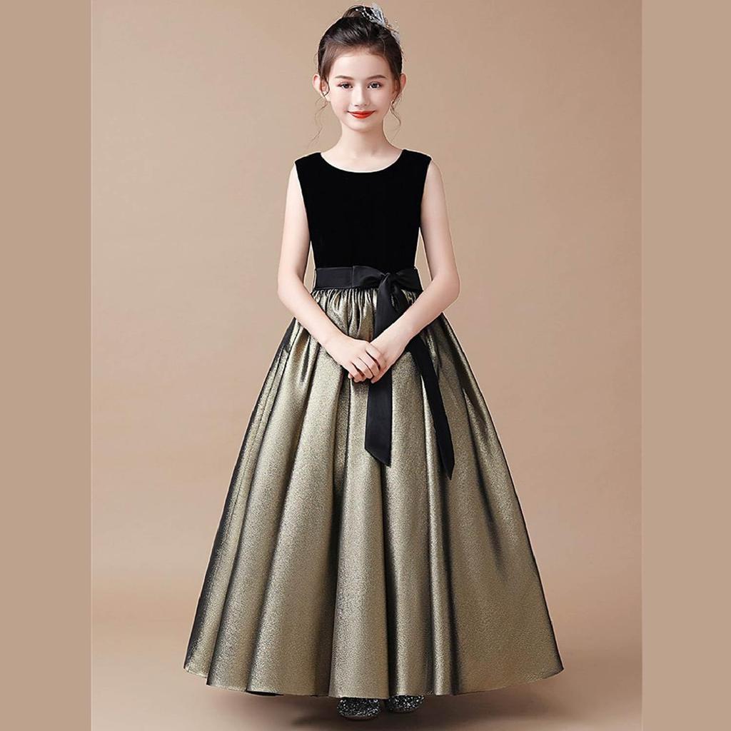 JETSO 4U Piano Recital Sizes Concert Wedding Long Dress with Junior Dress Children's Dress, Dress, 110-170cm, Girls' Dress, Dress, Elegant, Formal,
