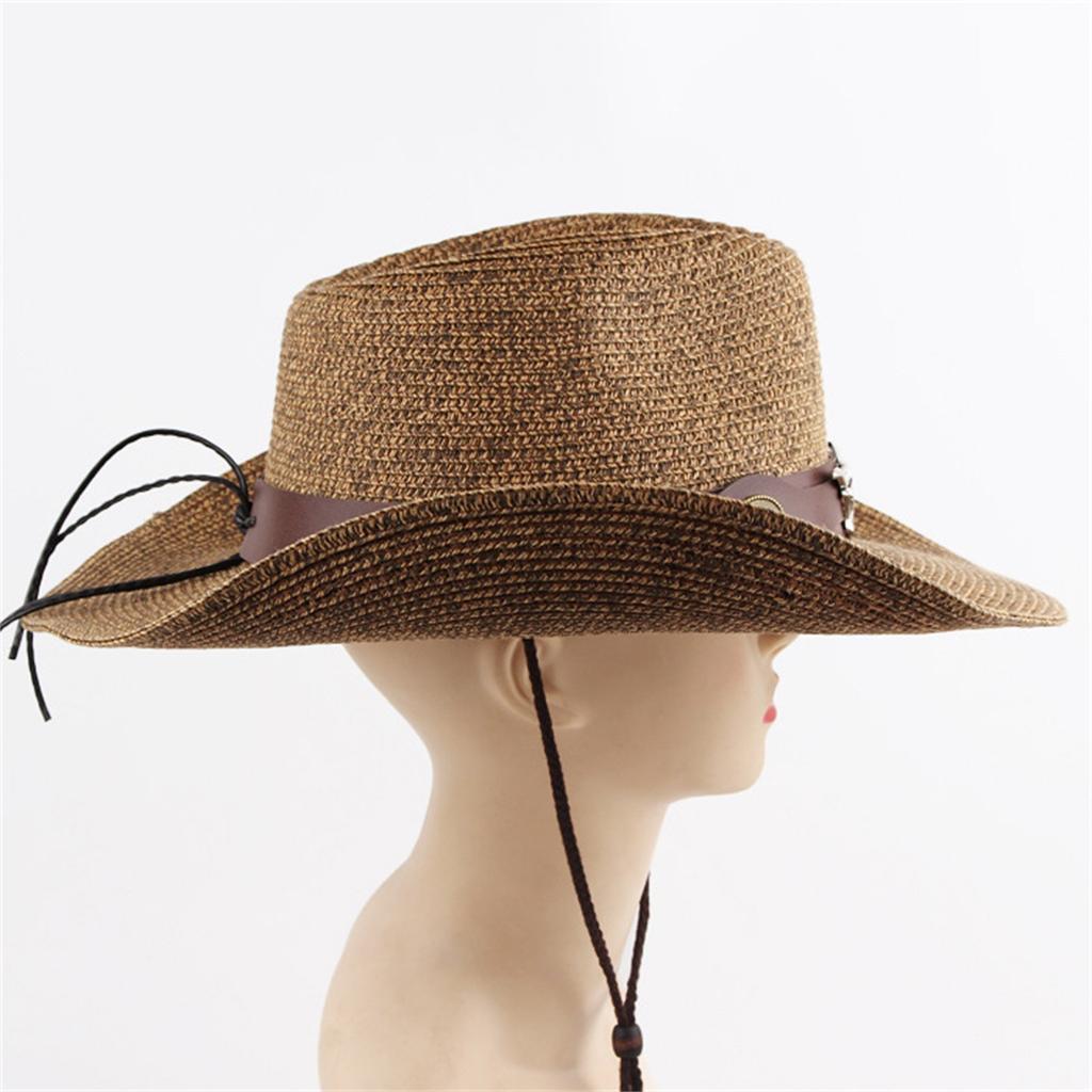 Männer Frauen Retro Western Cowboy Reithut Ledergürtel breite Kappe Hut