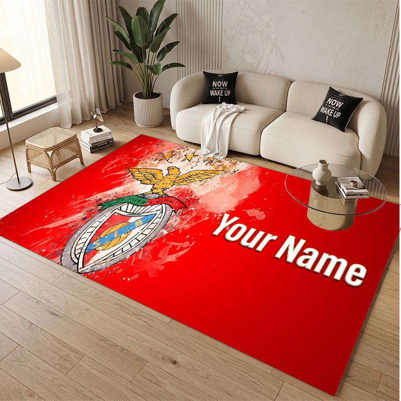 Personalized Crystal Velvet Carpet Benfica FC Pattern Non Slip Floor Rug