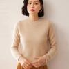 Women's Solid Color Cashmere Knit Sweater: Round Neck, Long Sleeve, Double-Ply Base Layer for Autumn & Winter.