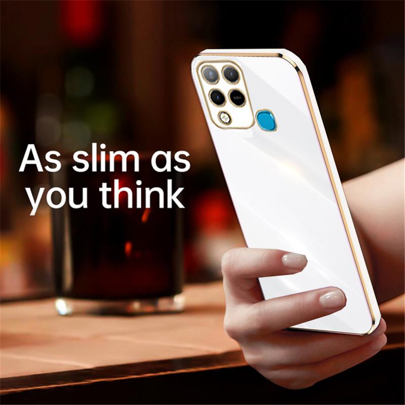 Phone Case For Infinix InfinixHot 12i Square Plating Gold Frame Cases For Infinix Hot12 Hot12i Hot12Play Soft Silicone Protective Back Cover
