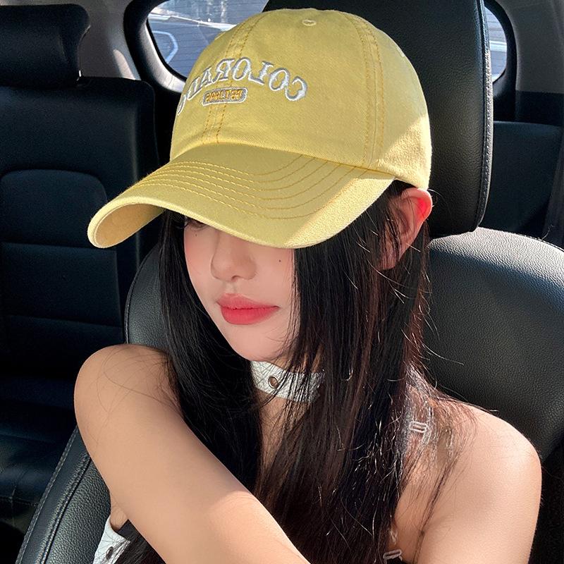 Embroidered Colcrado Letter Wide Brim Baseball Cap For Women Protection Sun