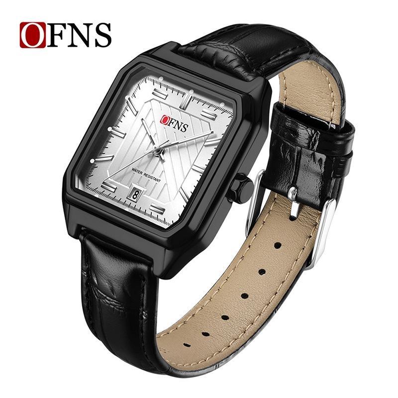 

New Fashion Rectangle Dial Quartz Watch for Women Casual Leather Strap Luxury Business Wristwatch Relogio Masculino чорний/білий
