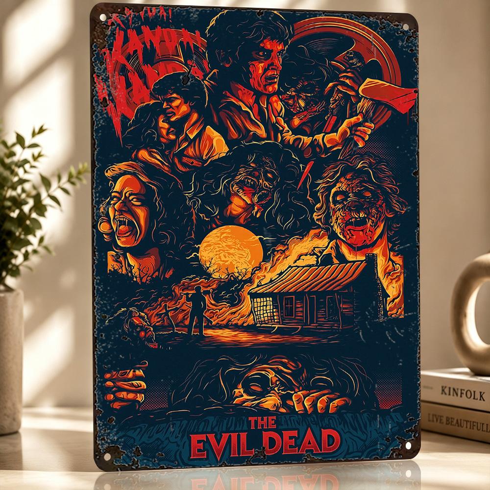 The Evil Dead Horror Movie D Texture Metal Poster Customized Wall Art Tin Sign Gift for Mancave Living Room Interior Decoration