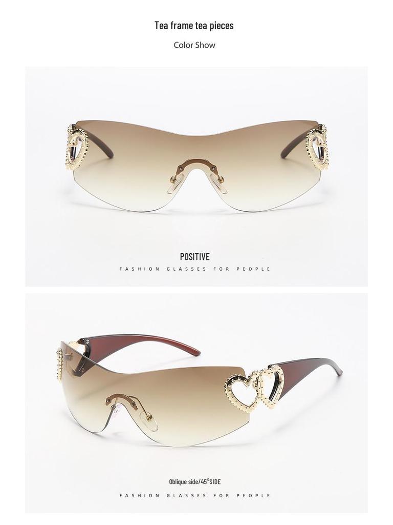 Trendy Heart-Shaped Rimless Sunglasses - European & American Style