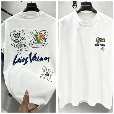 Pánské vysoce kvalitní bavlněné oversized tričko s grafikou Módní luxusní značka Letní dámské tričko s krátkým rukávem a kulatým výstřihem se zlatým potiskem