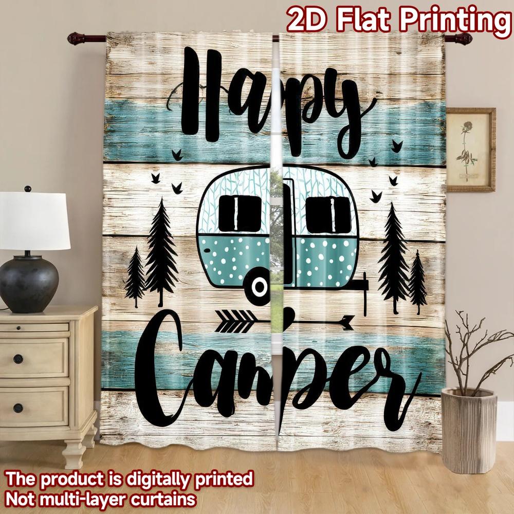 2D flache Fotografie Kulisse Fotografie Kulisse Camping Freude Wohnwagen 100% Polyester Party Dekorationen Verwendung für Geeignet