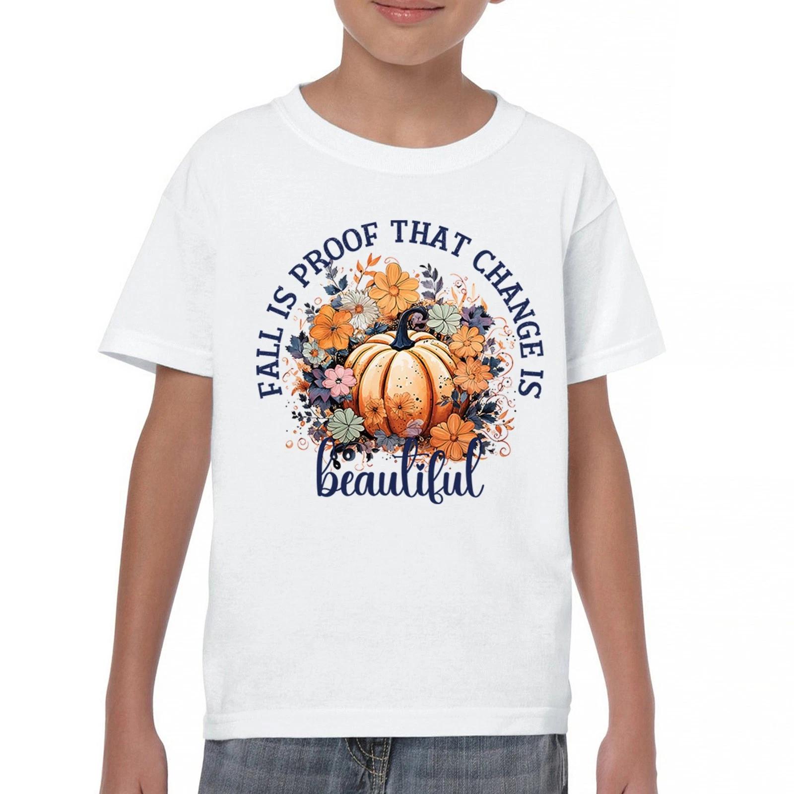 

Fall Change Is Beautiful Youth kids boys T-Shirt Cozy Pumpkin Patch Thanksgiving Kids 140