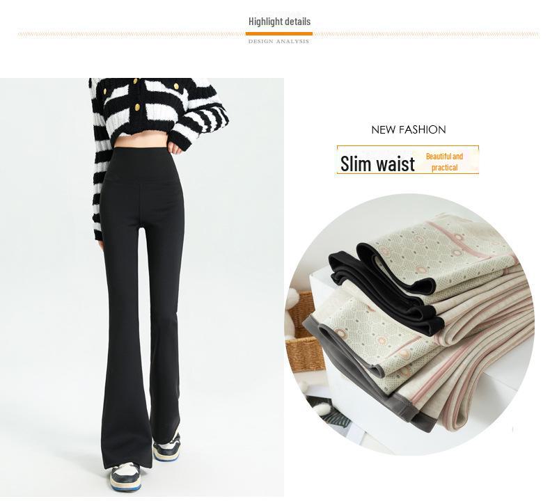 Women's High-Waist Plus Velvet Flared Pants - Warm, Slim & Loose Fit for Autumn/Winter