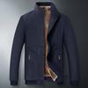 Men's Plus-Size Thick Fleece-Lined Stand Collar Jacket - Casual Fashion for Middle Age