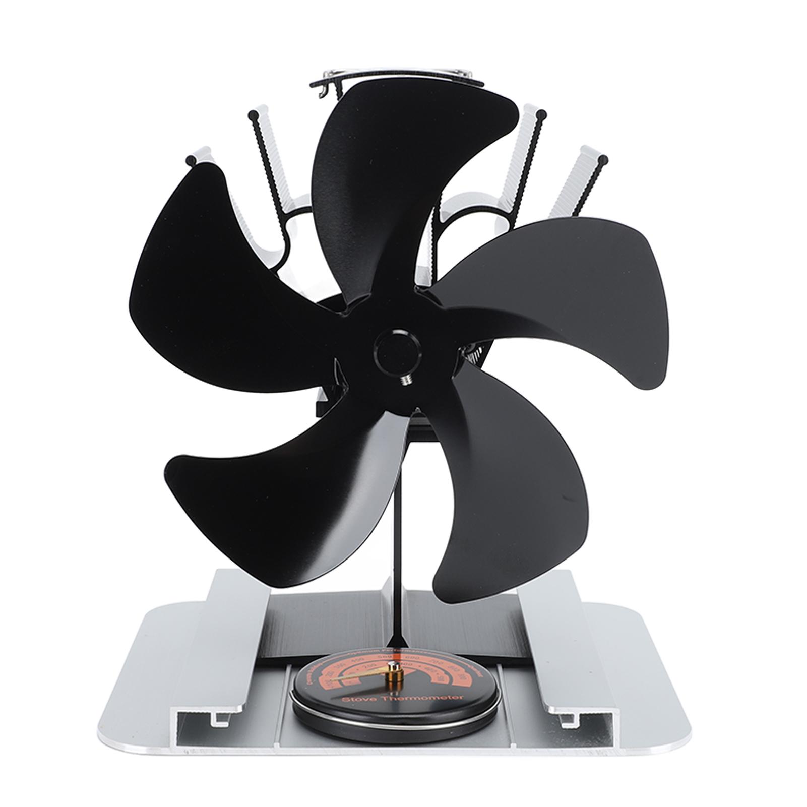 

Тепловой вентилятор для печи, 5-лопастной вертикальный вентилятор из алюминиевого сплава для камина с тепловым приводом чёрный